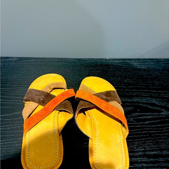 Genuine Handmade Men's Sandals Brown & Orange - Size 10 - Picture 3 of 5